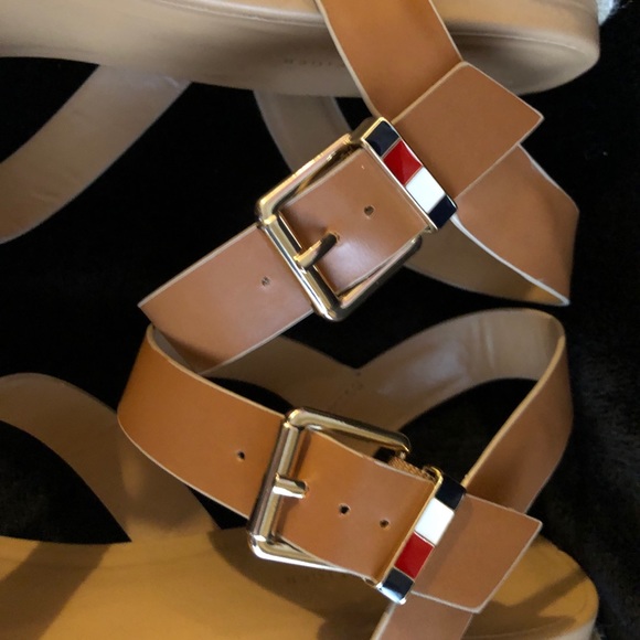 NWOT Tommy Hilfiger Tri-color Vegan 🌱 Leather Espadrille Jute Platform Sandals - Picture 5 of 11